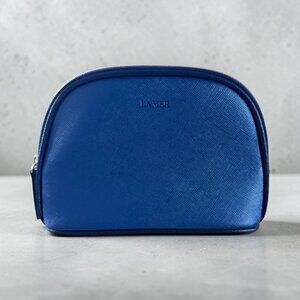 LA MER Blue Metallic Zip Toiletry Cosmetic Bag NEW NWOT